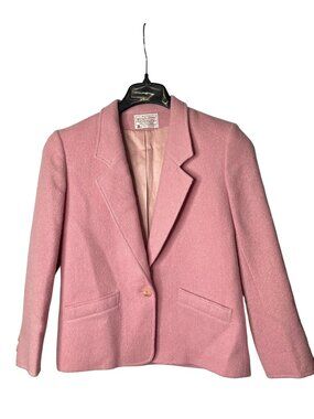Pendleton Womens Woolen Mills Blazer Jacket Size 6 Petite Pink Wool Lined